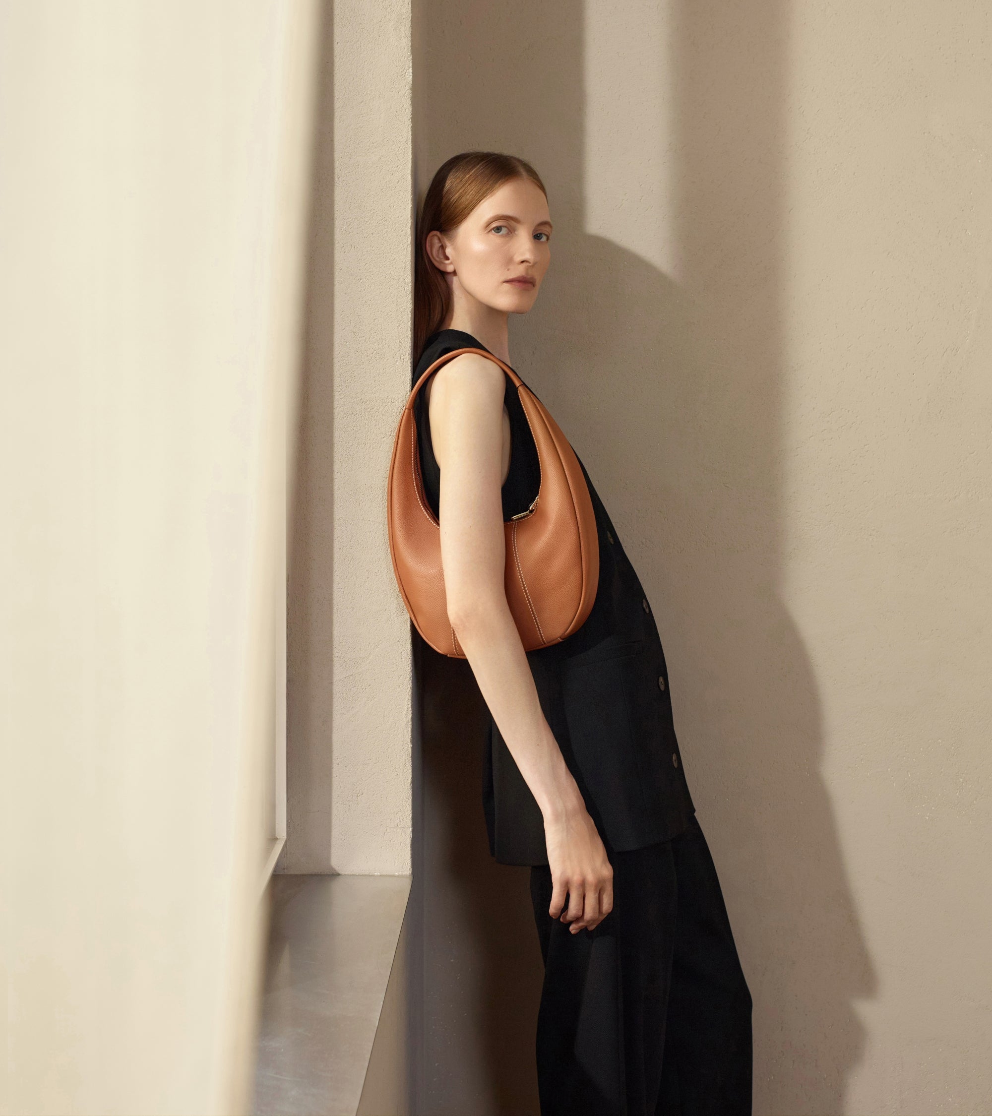 Sac hobo moyen modèle Juliette en cuir grainé