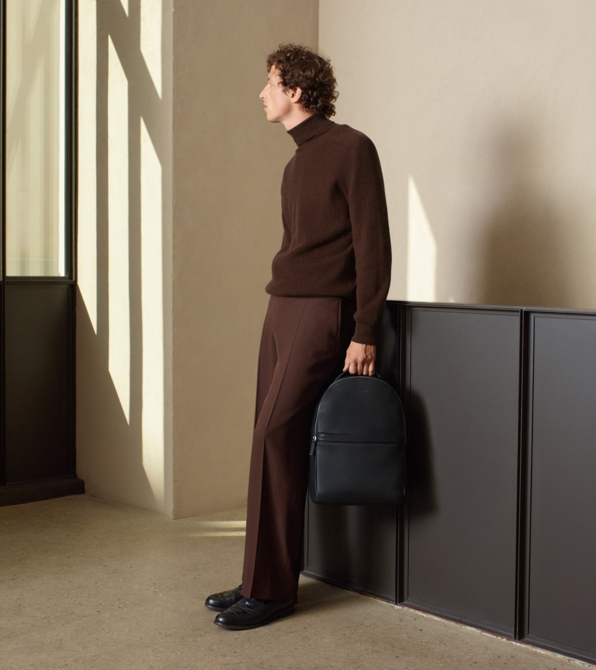 Sac à dos zippé Charles en cuir grainé