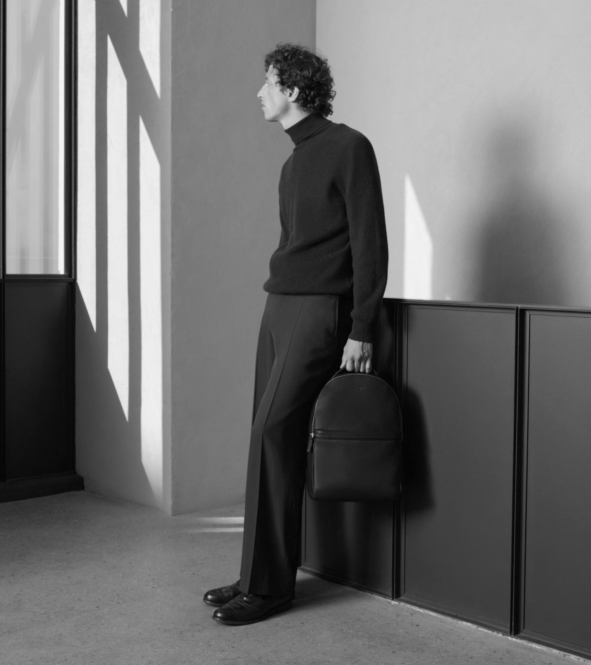 Sac à dos zippé Charles en cuir grainé