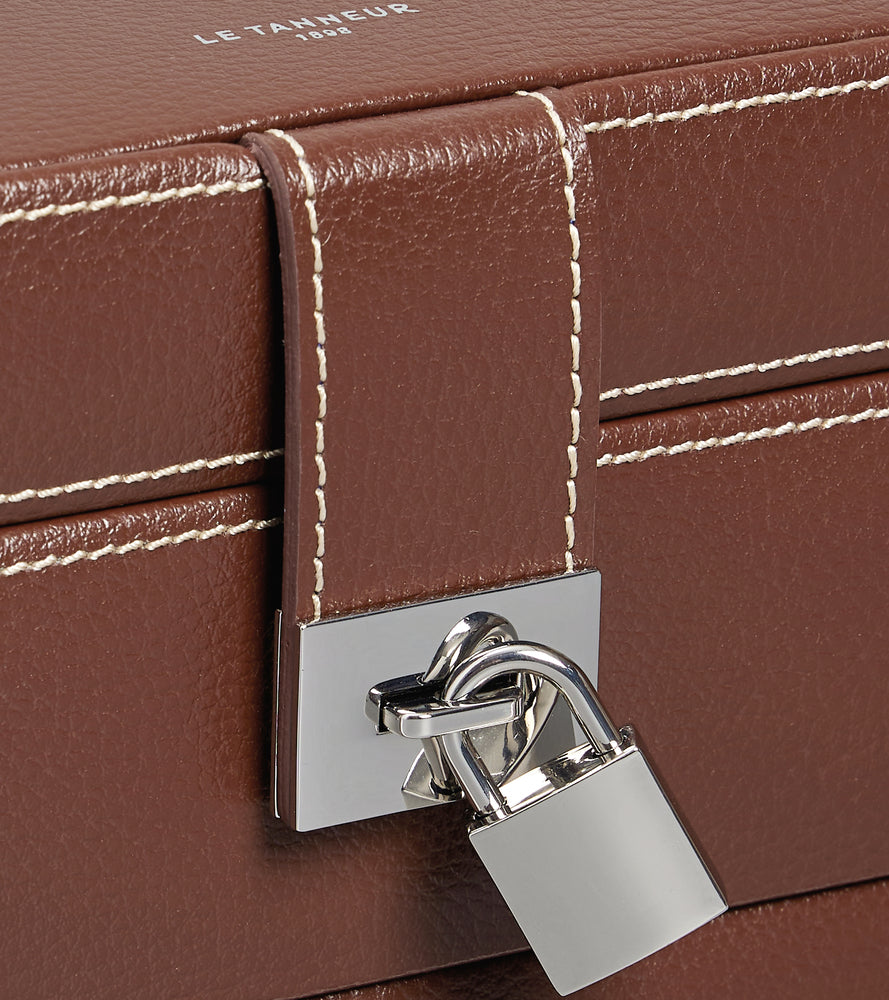 Boîte à bijoux moyen modèle ouverture automatique en cuir