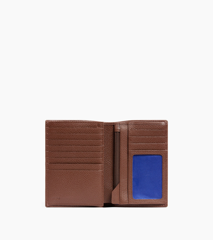 Charles グレインレザー ファスナー付き 縦型 ラージ 二つ折り財布