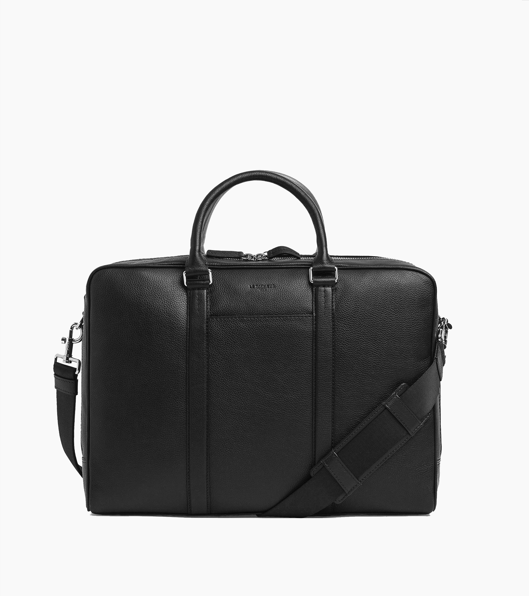 Porte documents  17" Charles en cuir grainé 2 poches zippées