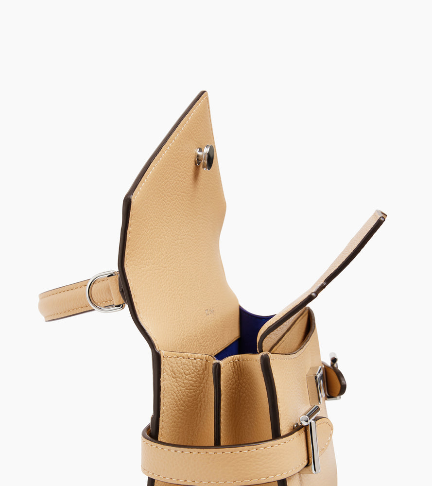 Petit sac à main double rabat Emilie en cuir grainé