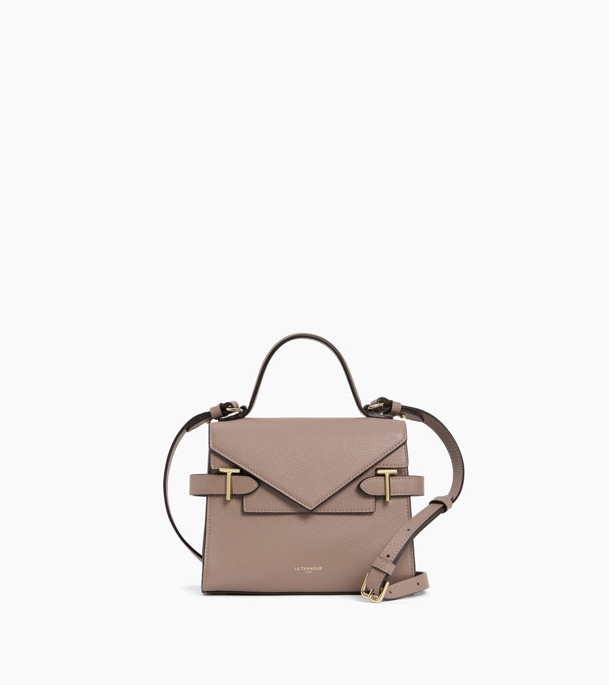 Petit sac à main double rabat Emilie en cuir grainé