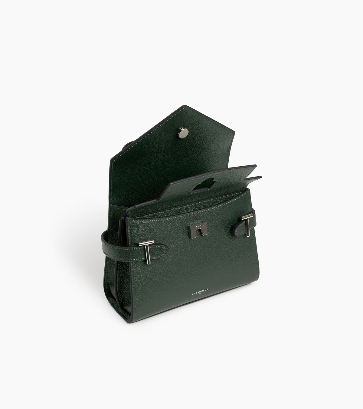 Bolso de mano pequeño Emilie de piel texturizada con doble solapa