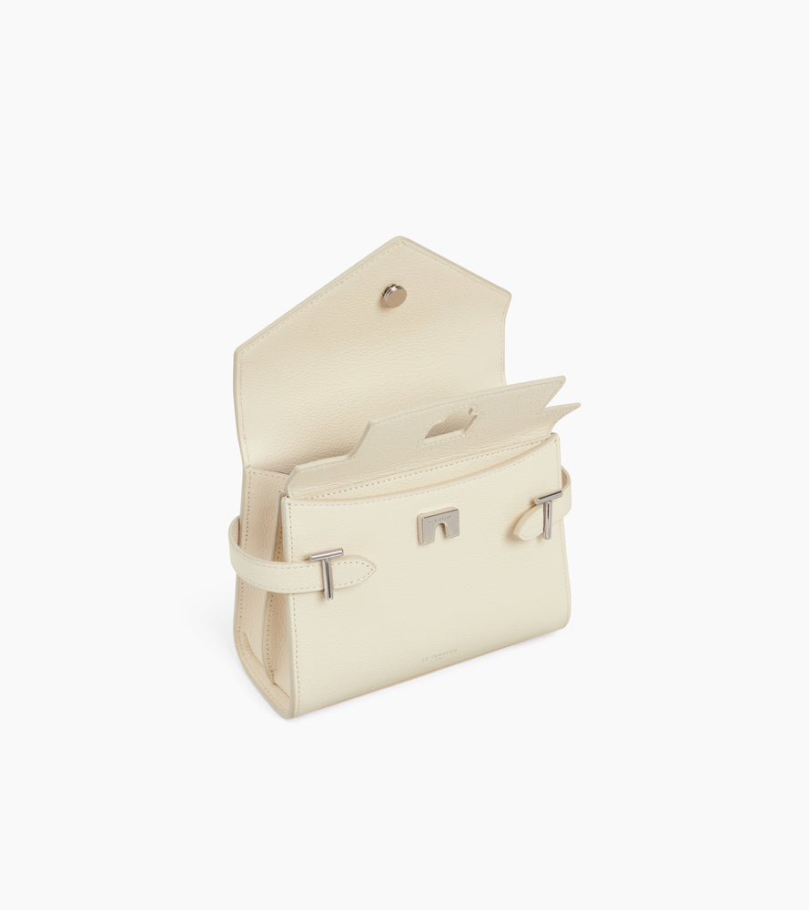 Petit sac à main double rabat Emilie en cuir grainé