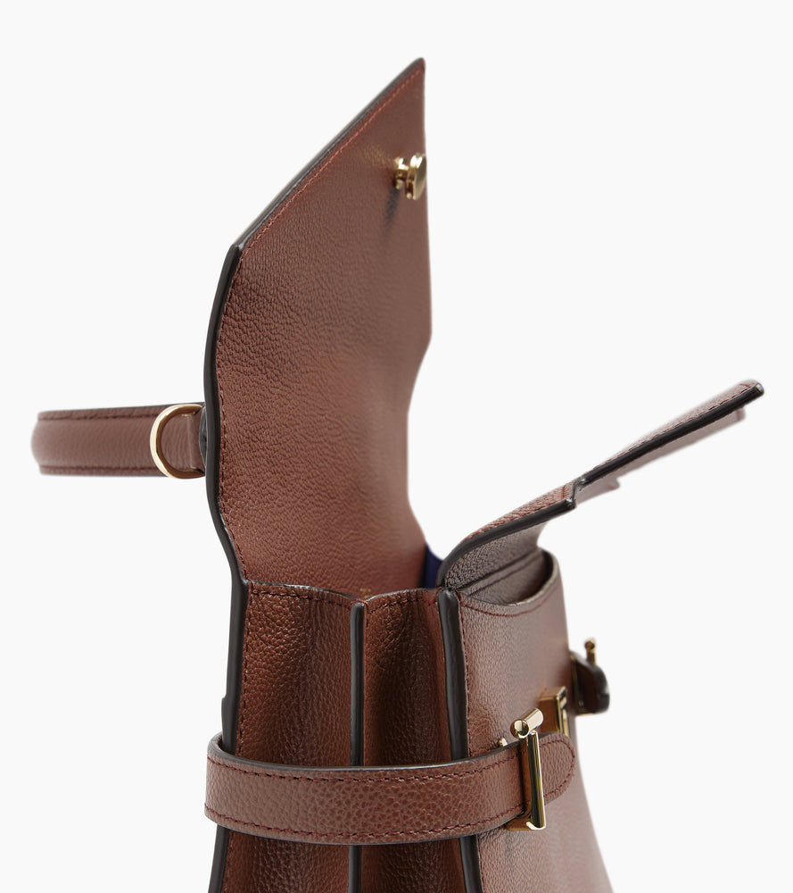 Sac à main double rabat moyen modèle Emilie en cuir grainé