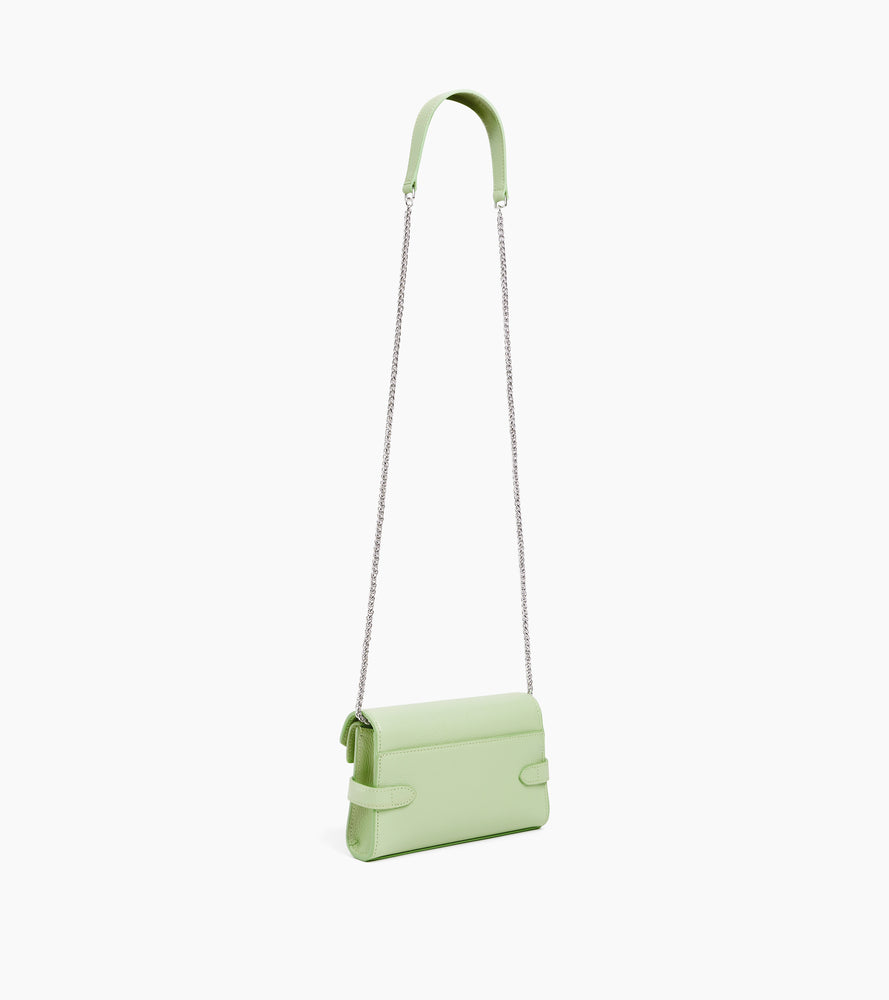 Sac pochette avec bandoulière double rabat Emilie en cuir grainé