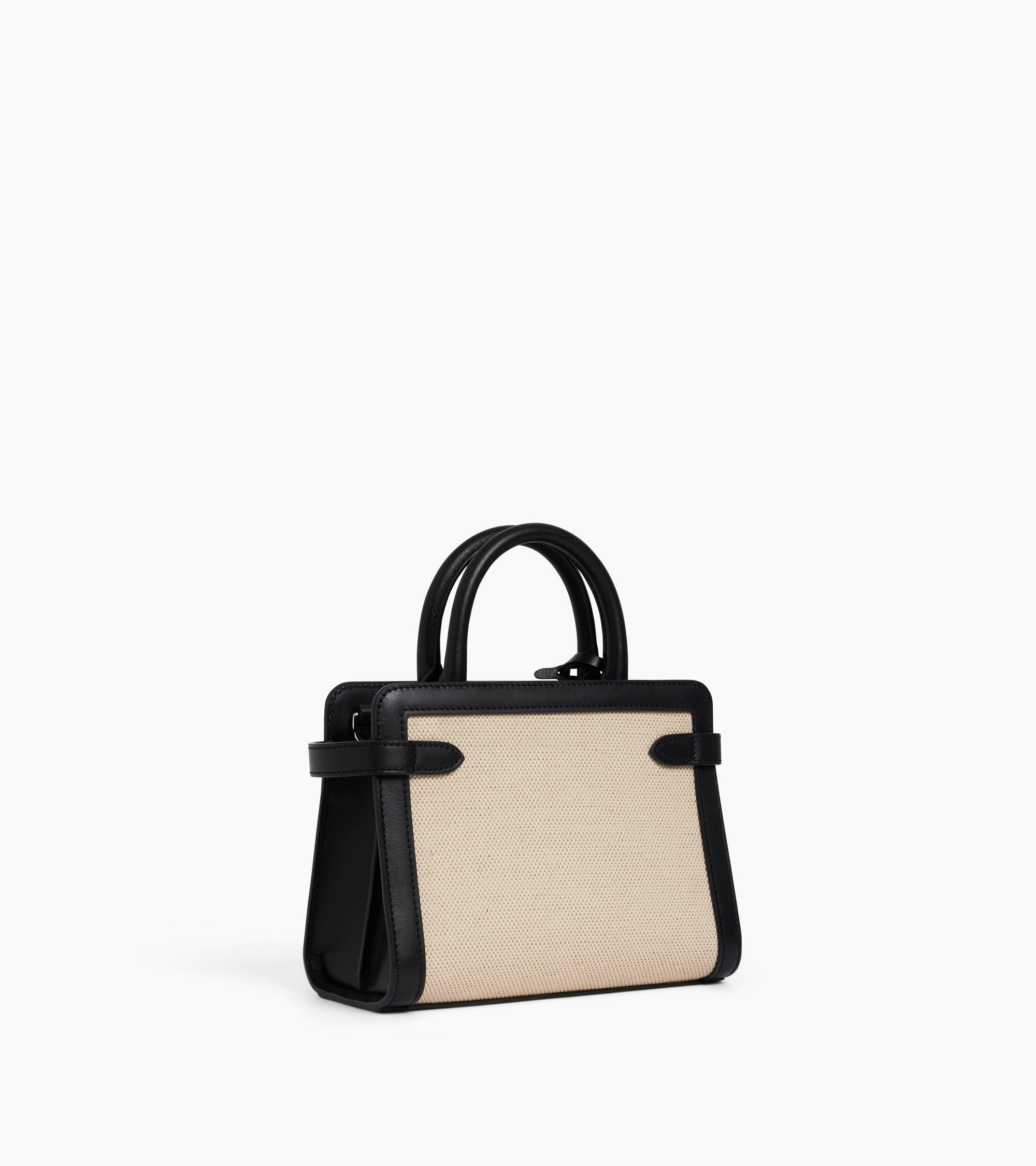 Petit sac à main Emilie en toile coton et cuir lisse