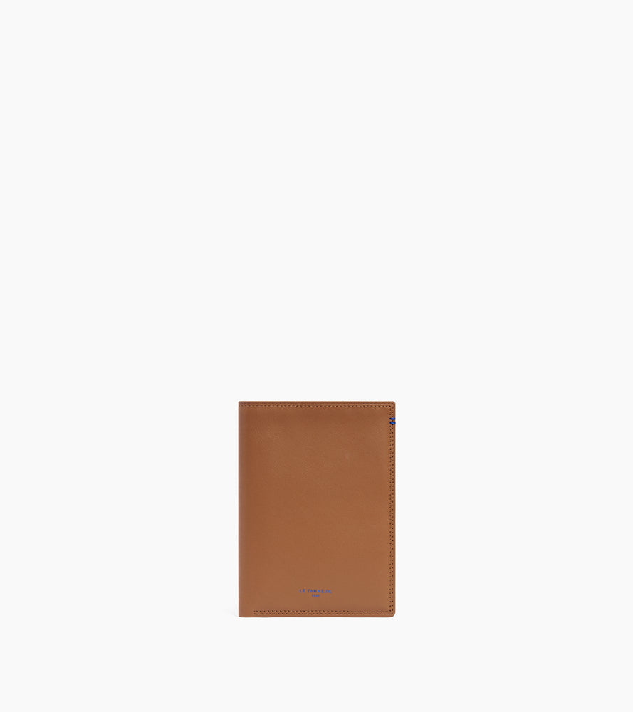 Grand portefeuille vertical zippé Martin en cuir lisse