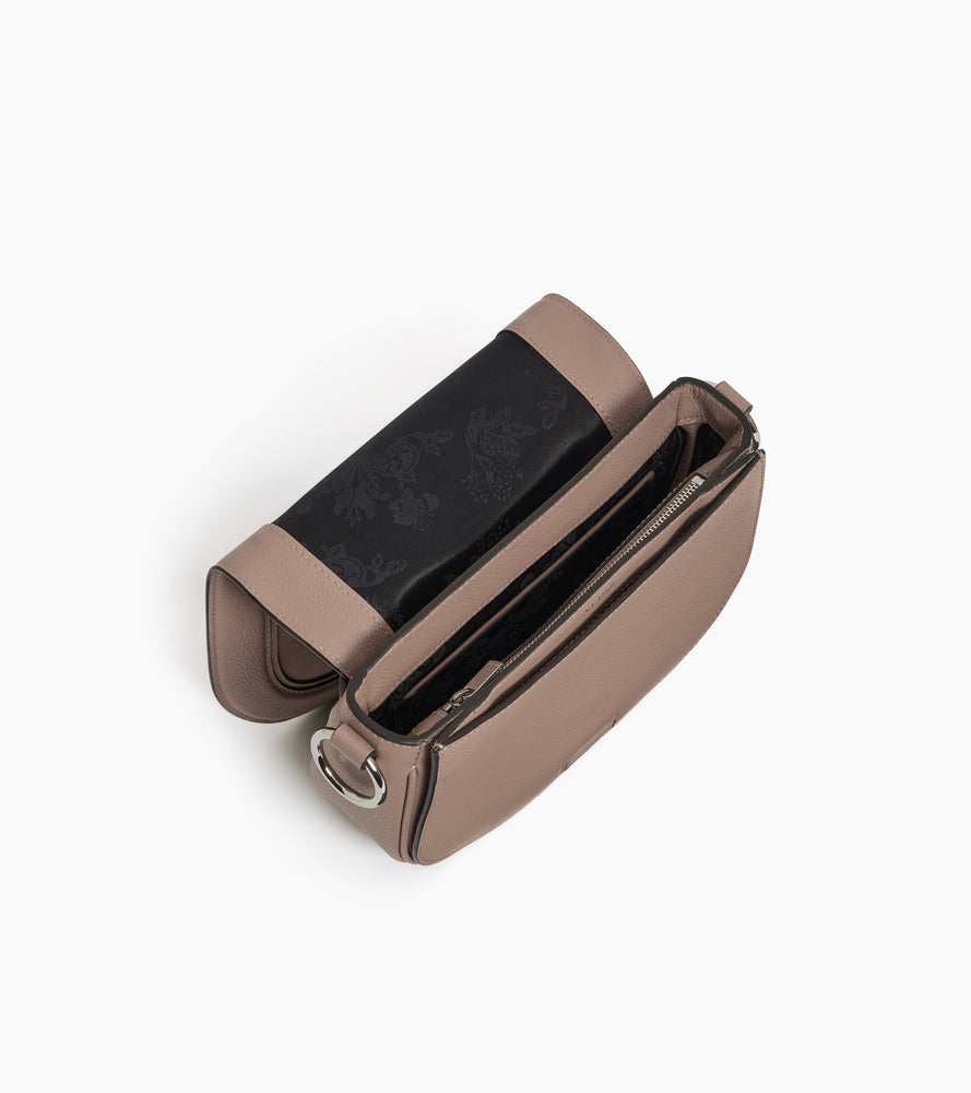 Sac bandoulière moyen modèle Ella en cuir grainé et nubuck