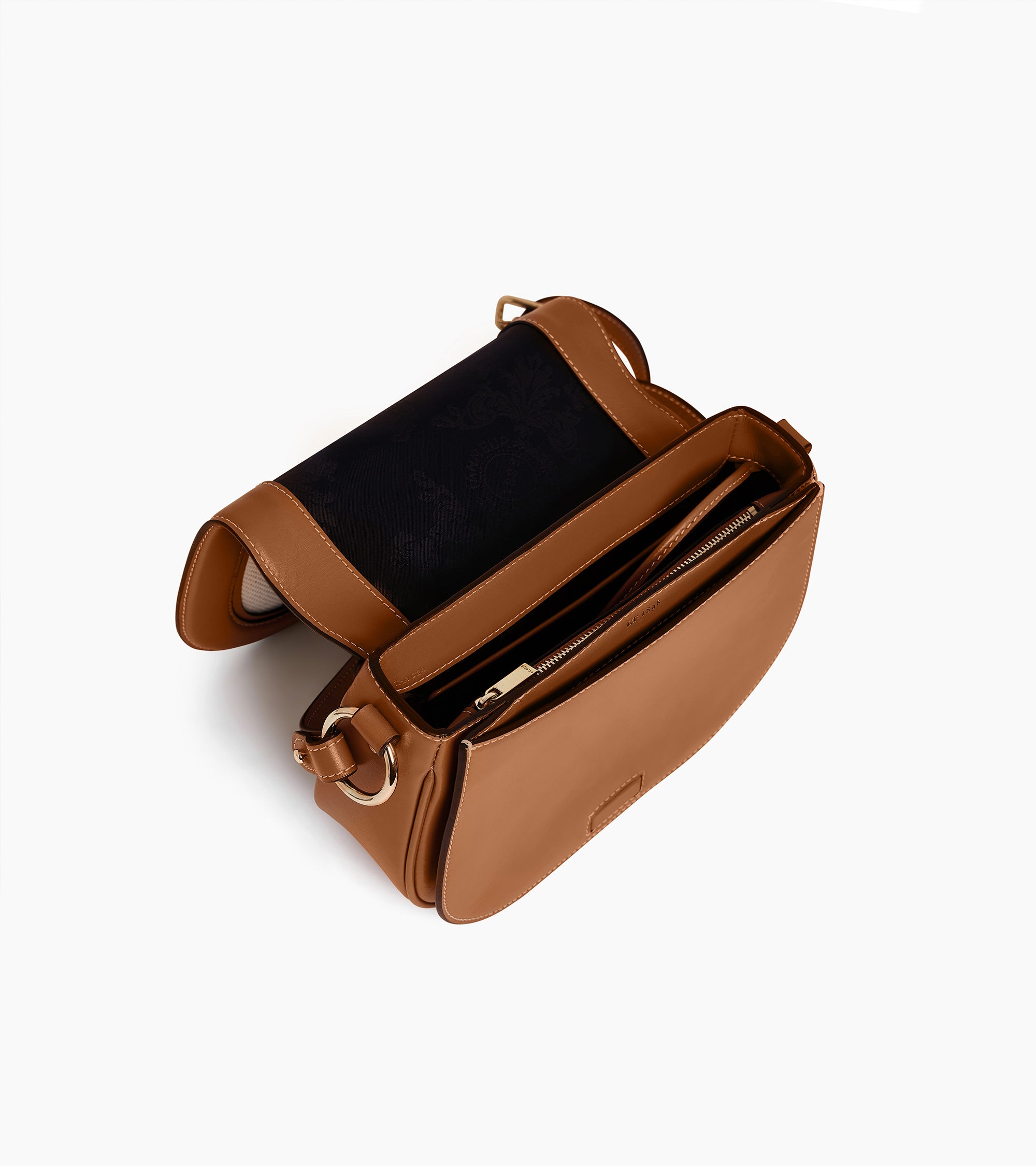 Sac bandoulière moyen modèle Ella en toile coton et cuir lisse