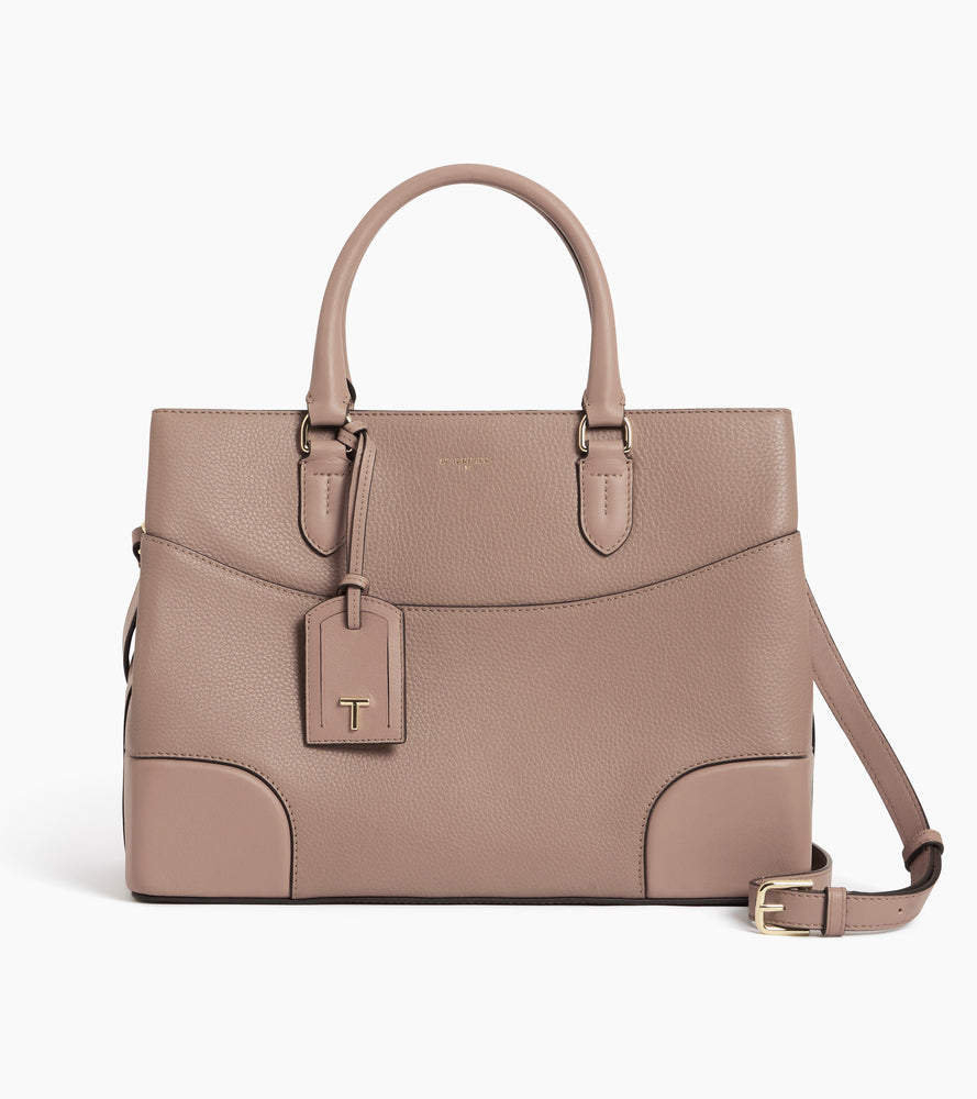 Grand sac à main Romy en cuir grainé et lisse
