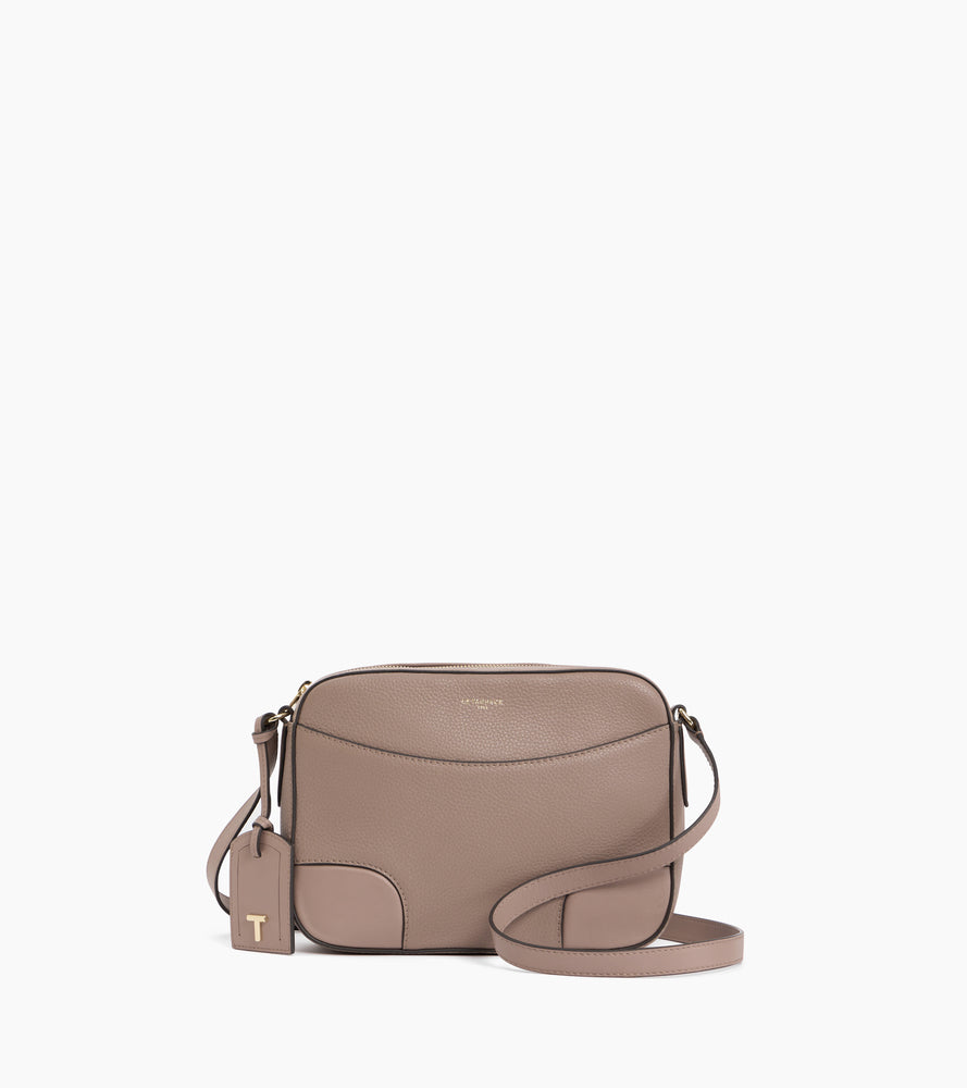 Sac bandoulière moyen modèle Romy en cuir grainé et lisse