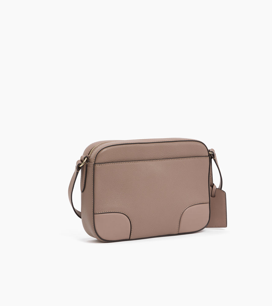 Sac bandoulière moyen modèle Romy en cuir grainé et lisse